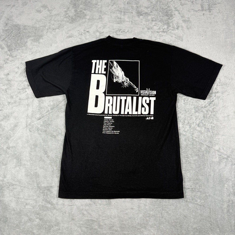 A24 Small The Brutalist Movie Promo T-Shirt Black Graphic Tee VistaVision